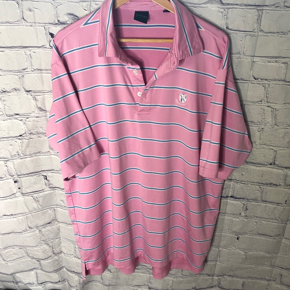 Dunning Golf Polo Shirt Short Sleeve Large Striped